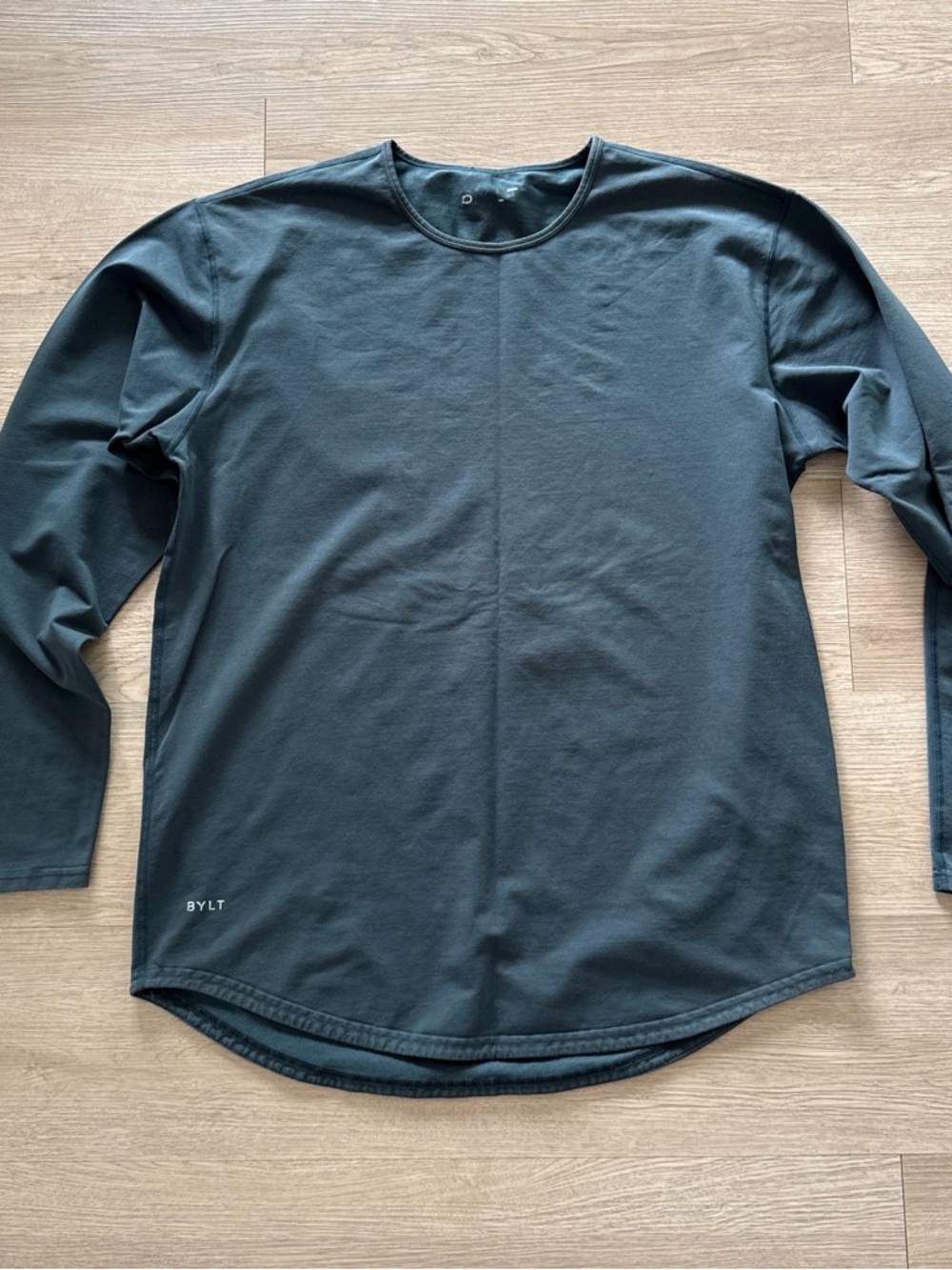 BYLT Basics Men's Long Sleeve Crew in Dark Teal/Green XL